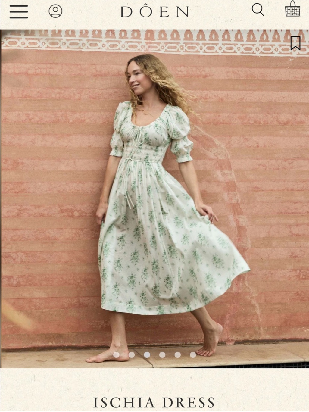 Doen Ischia Dress In Vert Petit Bouquet De Chamonix